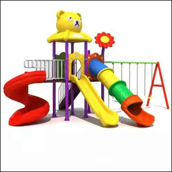 ثلاثة مراجيح و ثلاثة زحليقات كبيرة خارجية للأطفال
